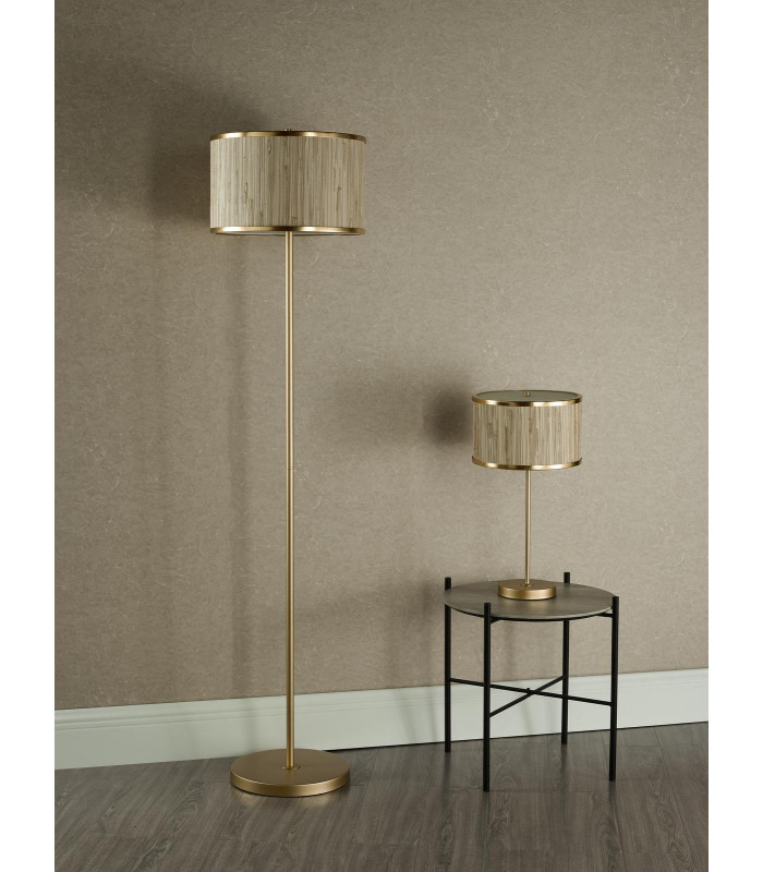 Fenella 3 Light Floor Lamp Gold Leaf and Seagrass-5