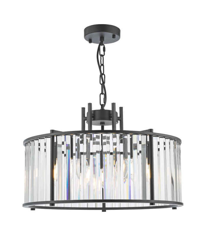 Kiran 5 Light Ceiling Pendant Satin Black and Crystal-1
