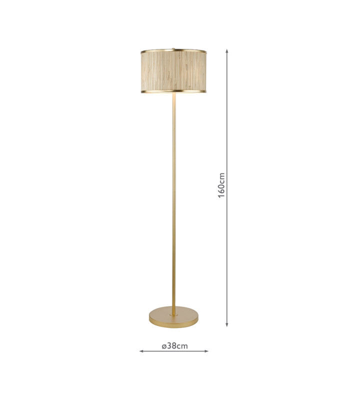 Fenella 3 Light Floor Lamp Gold Leaf and Seagrass-6