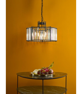 Kiran 5 Light Ceiling Pendant Satin Black and Crystal-2