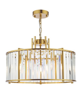 Kiran 5 Light Ceiling Pendant Natural Brass and Crystal-1