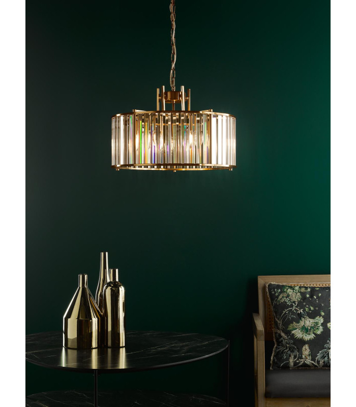 Kiran 5 Light Ceiling Pendant Natural Brass and Crystal-2