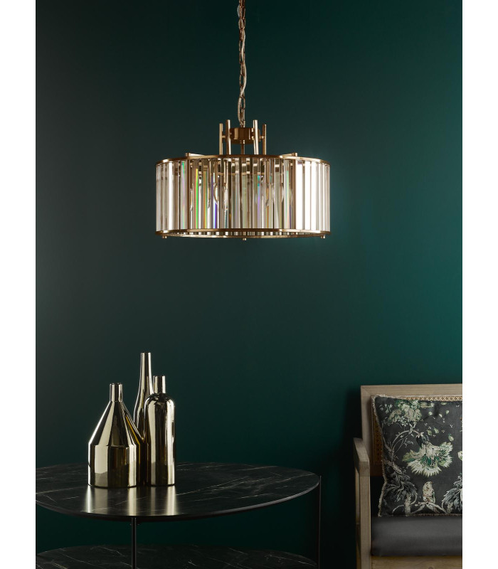 Kiran 5 Light Ceiling Pendant Natural Brass and Crystal-3