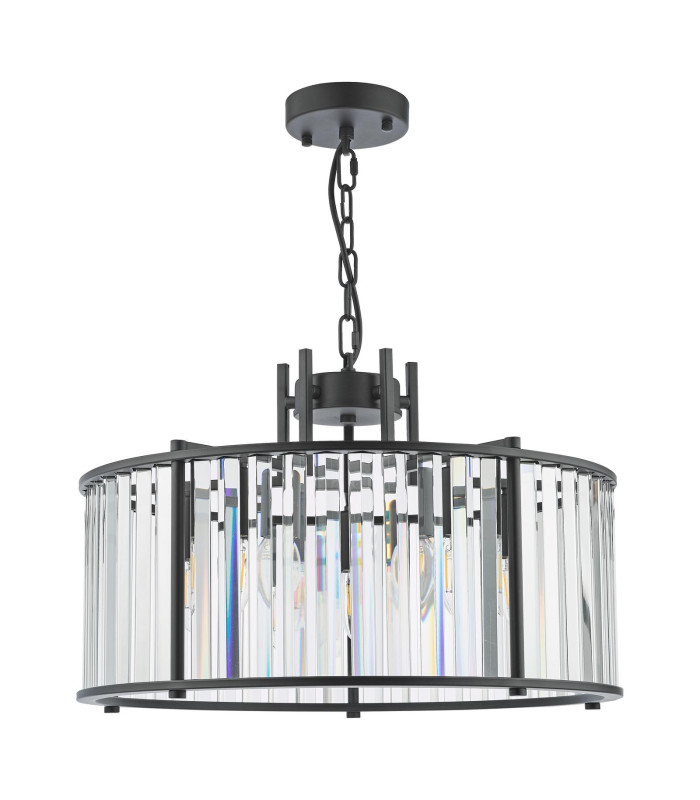 Kiran 5 Light Ceiling Pendant Satin Black and Crystal-5