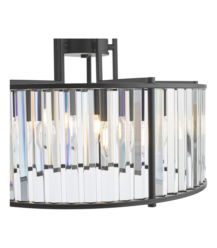 Kiran 5 Light Ceiling Pendant Satin Black and Crystal-6