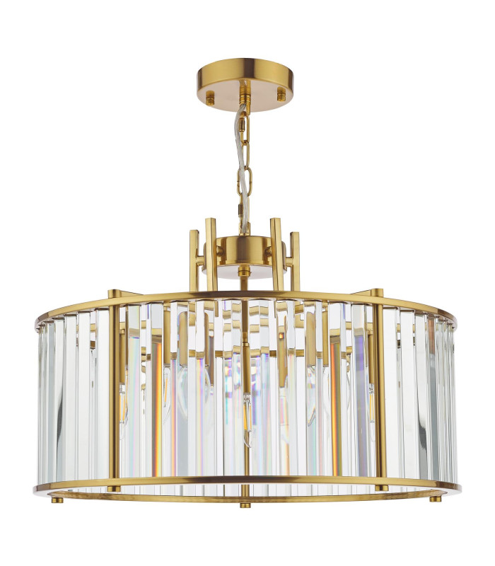 Kiran 5 Light Ceiling Pendant Natural Brass and Crystal-5