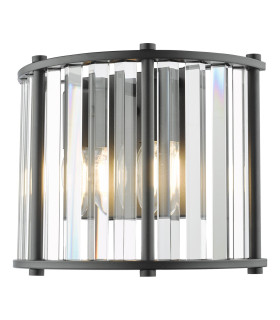 Kiran Wall Light Satin Black and Crystal-1