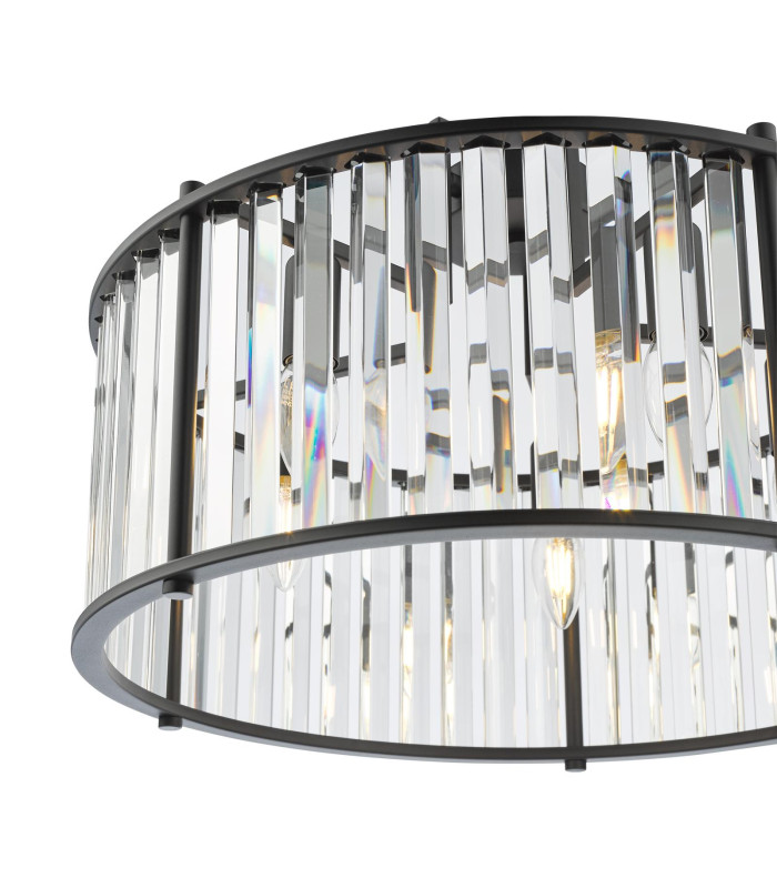 Kiran 5 Light Ceiling Pendant Satin Black and Crystal-7