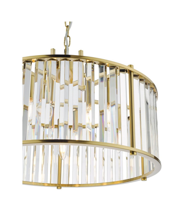 Kiran 5 Light Ceiling Pendant Natural Brass and Crystal-6