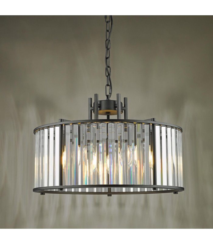 Kiran 5 Light Ceiling Pendant Satin Black and Crystal-8