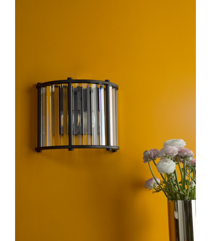Kiran Wall Light Satin Black and Crystal-3