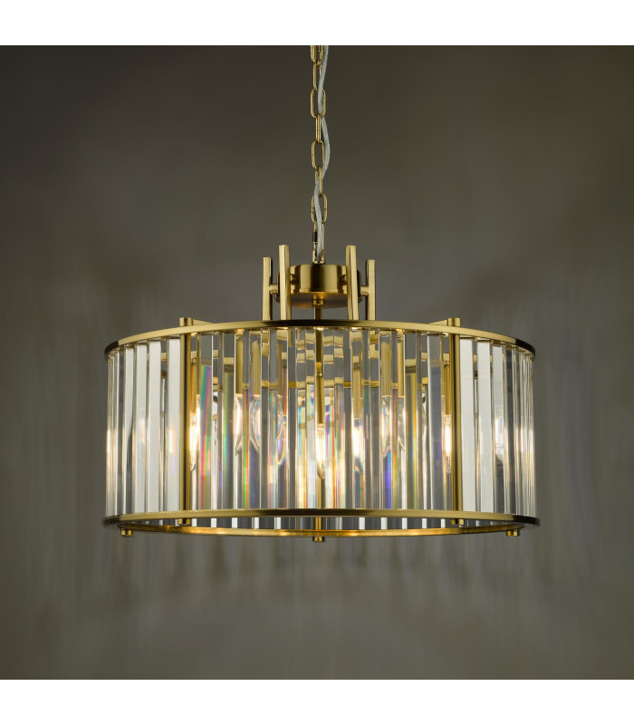 Kiran 5 Light Ceiling Pendant Natural Brass and Crystal-7