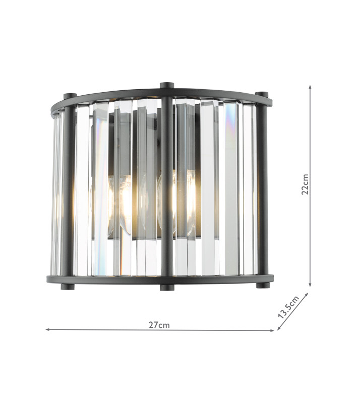 Kiran Wall Light Satin Black and Crystal-4
