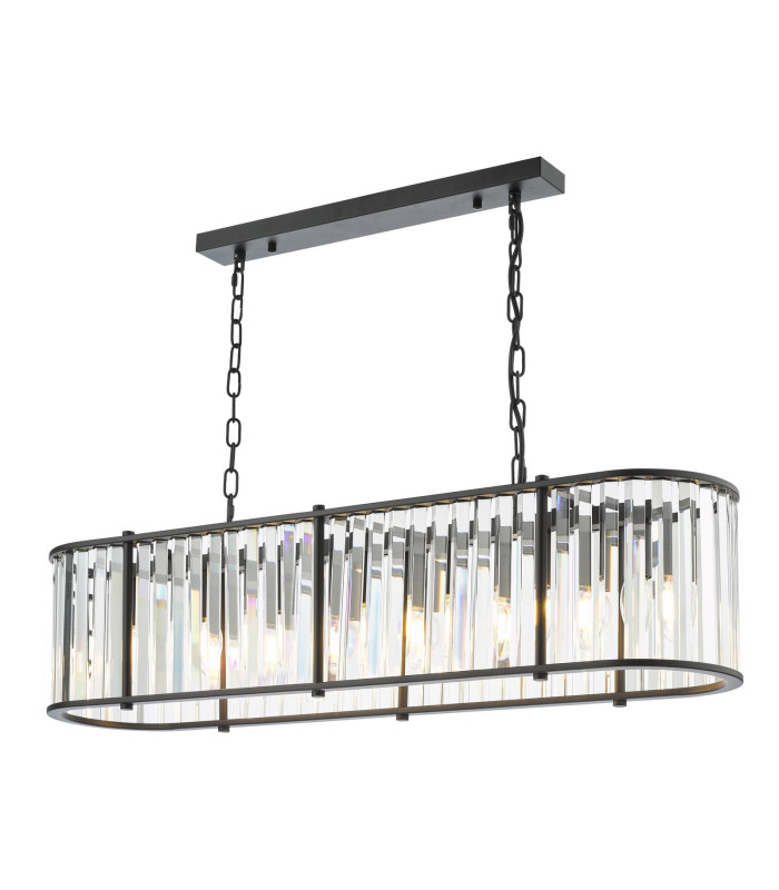 Kiran 7 Light Bar Ceiling Pendant Satin Black and Crystal-1