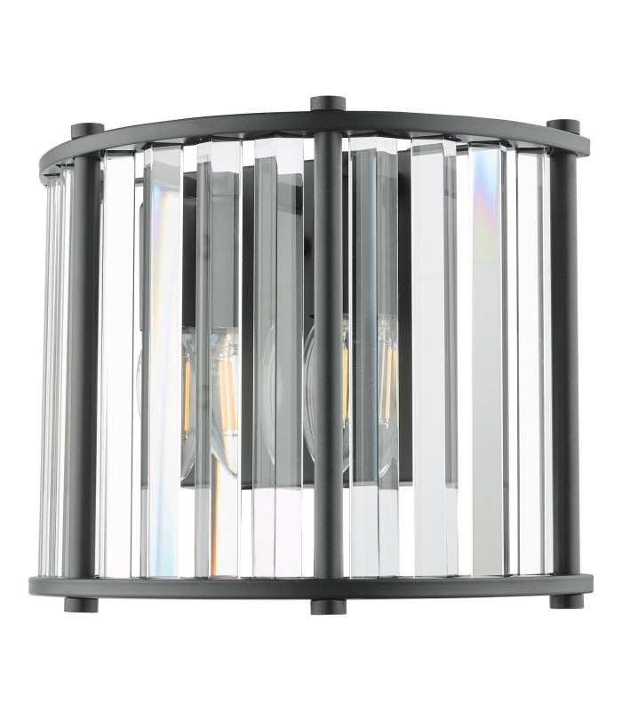 Kiran Wall Light Satin Black and Crystal-5