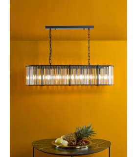 Kiran 7 Light Bar Ceiling Pendant Satin Black and Crystal-2