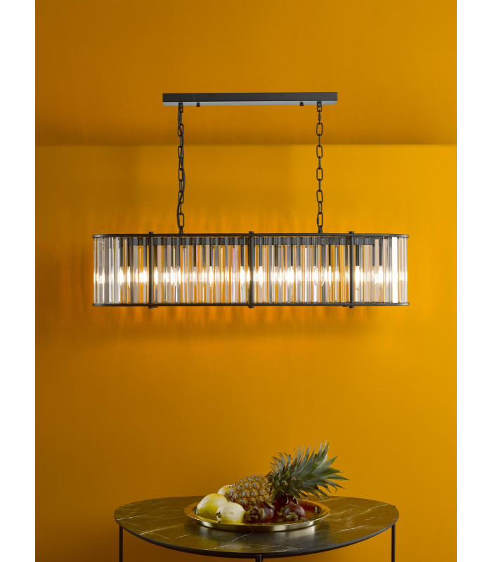 Kiran 7 Light Bar Ceiling Pendant Satin Black and Crystal-2