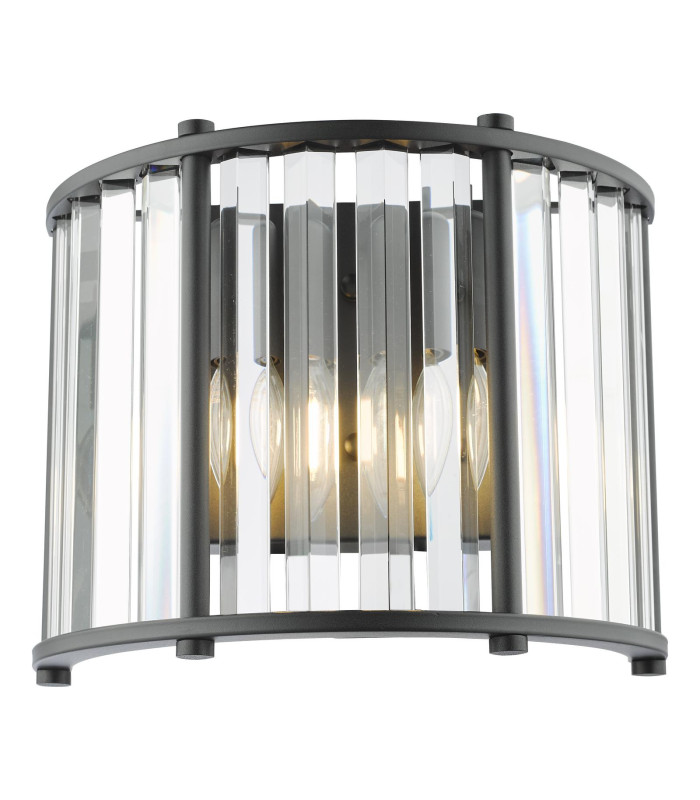 Kiran Wall Light Satin Black and Crystal-6