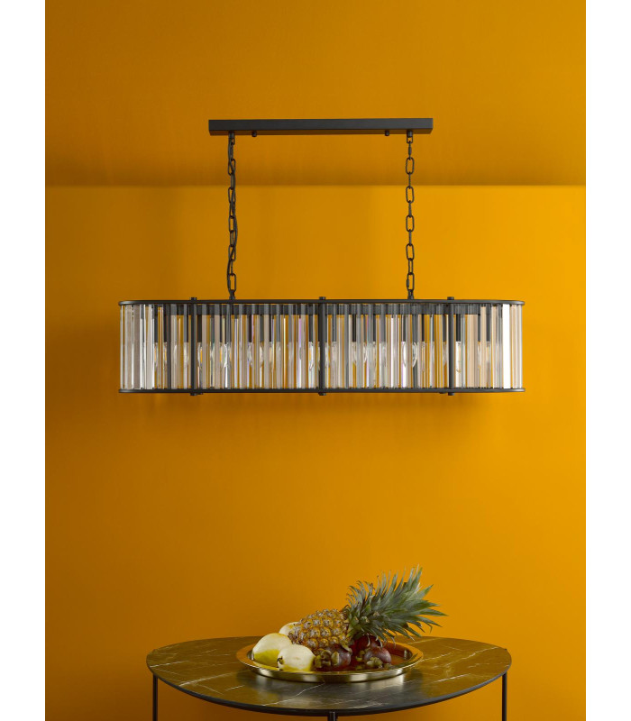Kiran 7 Light Bar Ceiling Pendant Satin Black and Crystal-3