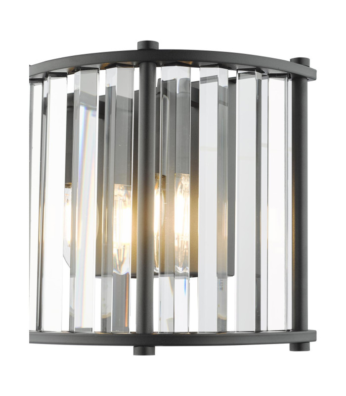 Kiran Wall Light Satin Black and Crystal-7