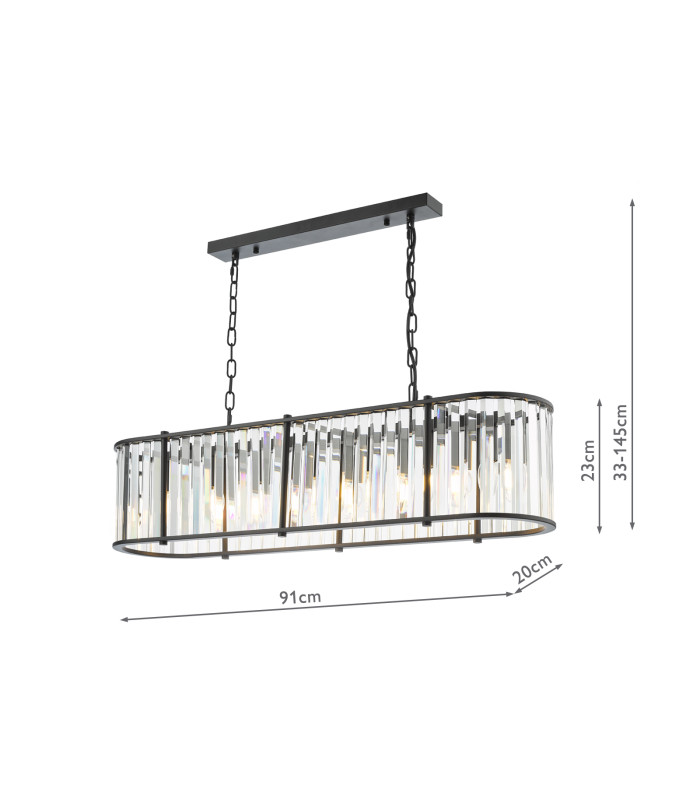Kiran 7 Light Bar Ceiling Pendant Satin Black and Crystal-4