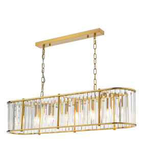 Kiran 7 Light Bar Ceiling Pendant Natural Brass and Crystal-1