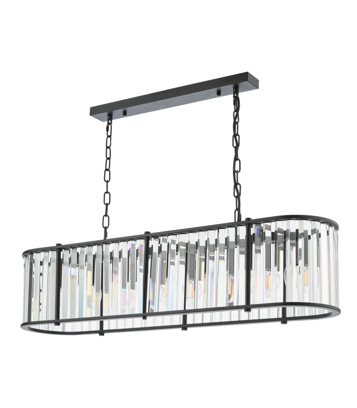 Kiran 7 Light Bar Ceiling Pendant Satin Black and Crystal-5