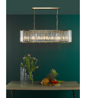 Kiran 7 Light Bar Ceiling Pendant Natural Brass and Crystal-2