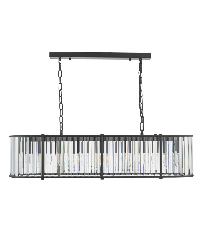 Kiran 7 Light Bar Ceiling Pendant Satin Black and Crystal-7