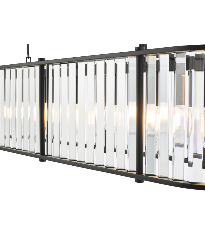 Kiran 7 Light Bar Ceiling Pendant Satin Black and Crystal-9