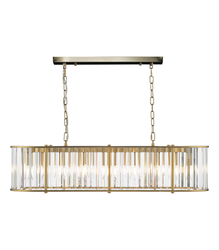 Kiran 7 Light Bar Ceiling Pendant Natural Brass and Crystal-6
