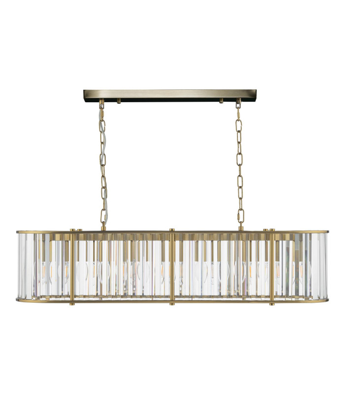 Kiran 7 Light Bar Ceiling Pendant Natural Brass and Crystal-7