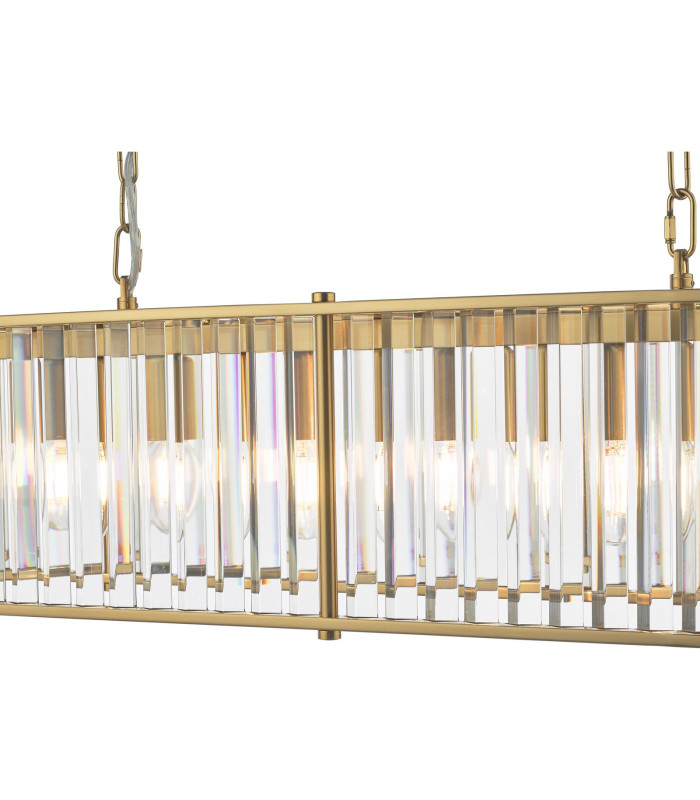Kiran 7 Light Bar Ceiling Pendant Natural Brass and Crystal-8