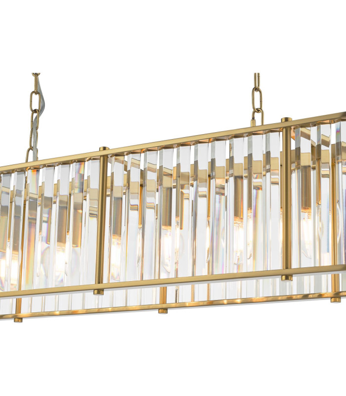 Kiran 7 Light Bar Ceiling Pendant Natural Brass and Crystal-9