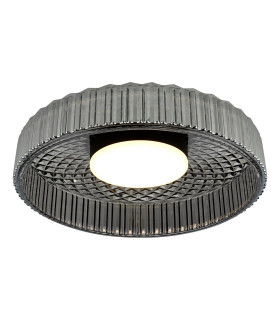 Leena Flush Satin Black and Smoked Ribbed Glass LED-1