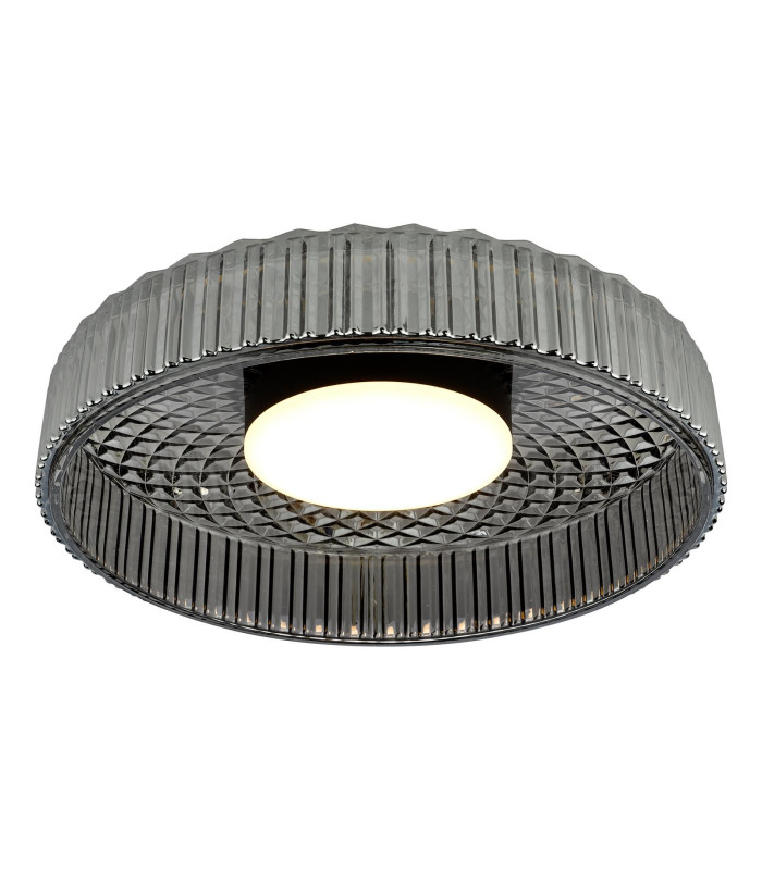 Leena Flush Satin Black and Smoked Ribbed Glass LED-1