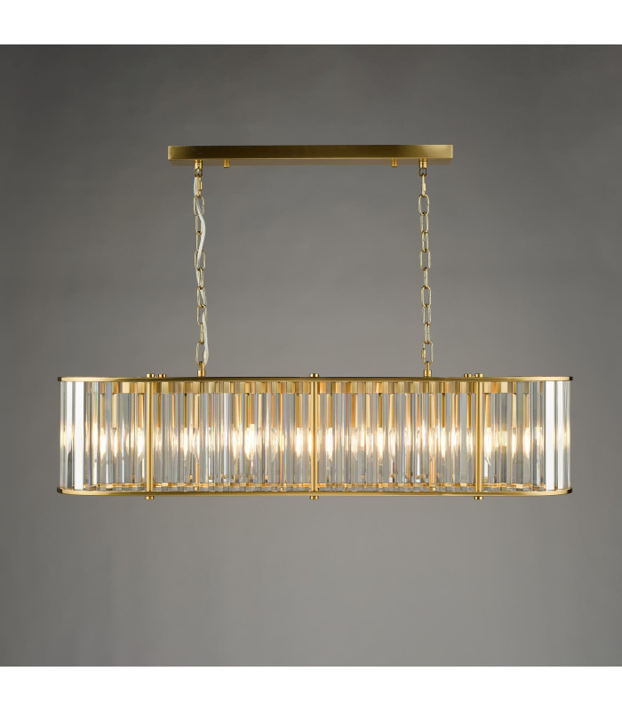 Kiran 7 Light Bar Ceiling Pendant Natural Brass and Crystal-10
