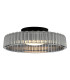 Leena Flush Satin Black and Smoked Ribbed Glass LED-6