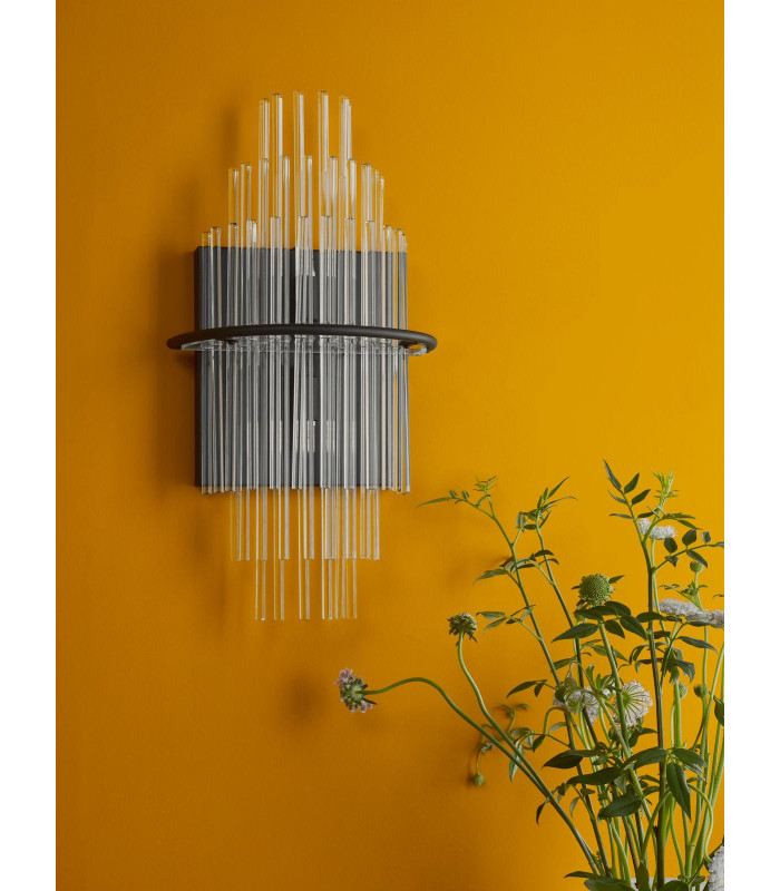 Lukas Wall Light Satin Black and Glass-3