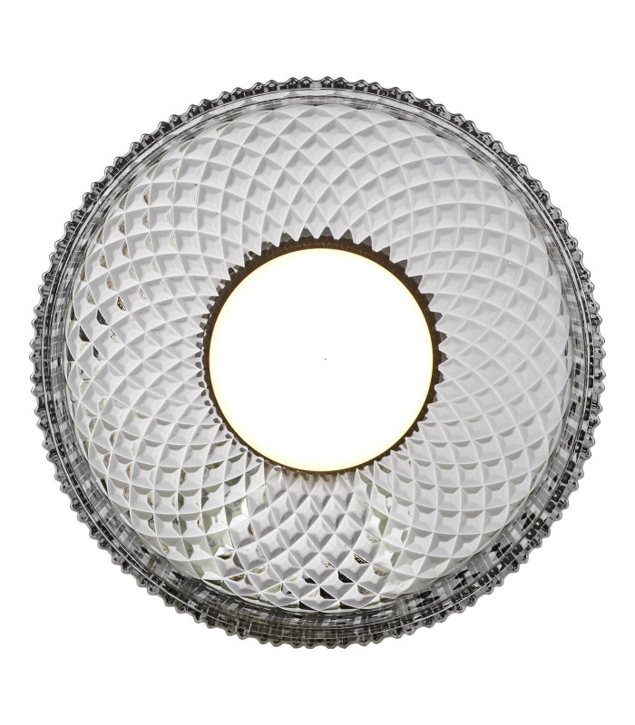 Leena Flush Satin Black and Smoked Ribbed Glass LED-7