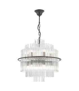 Lukas 13 Light Ceiling Pendant Satin Black and Glass-1