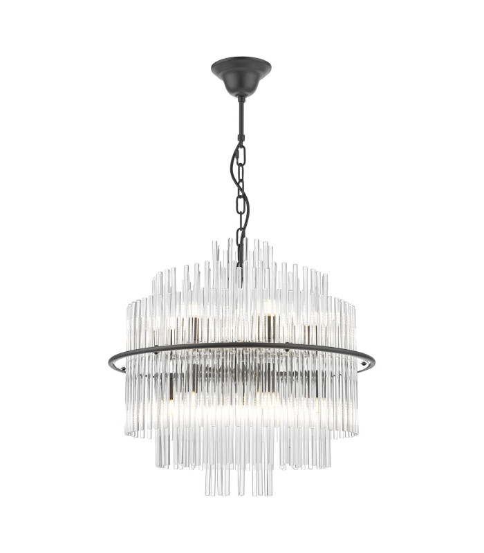 Lukas 13 Light Ceiling Pendant Satin Black and Glass-1