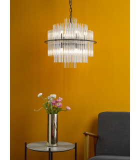 Lukas 13 Light Ceiling Pendant Satin Black and Glass-2