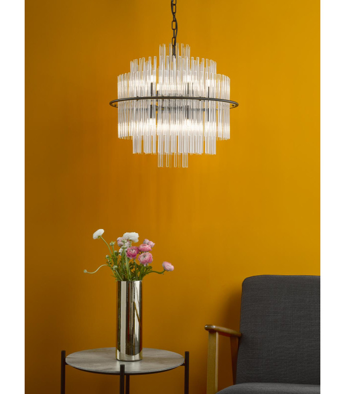 Lukas 13 Light Ceiling Pendant Satin Black and Glass-2