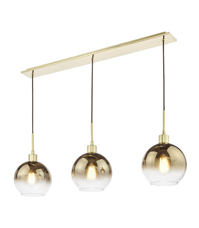 Lycia 3 Light Bar Ceiling Pendant Satin Gold and Gold Ombre Glass-1