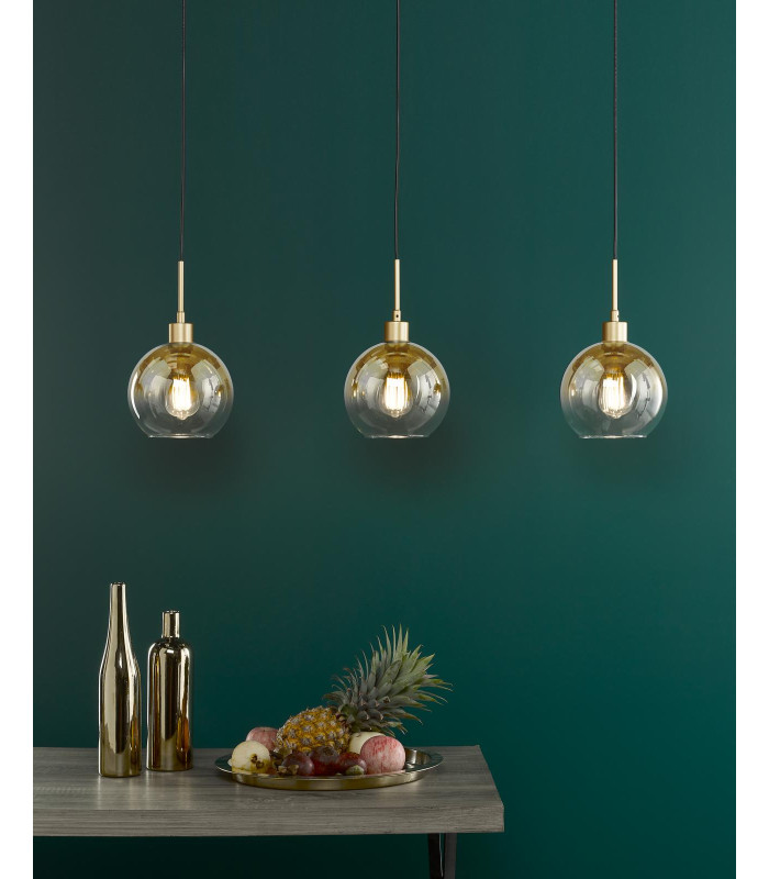 Lycia 3 Light Bar Ceiling Pendant Satin Gold and Gold Ombre Glass-2