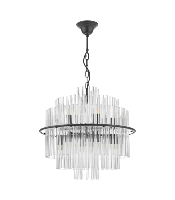 Lukas 13 Light Ceiling Pendant Satin Black and Glass-5