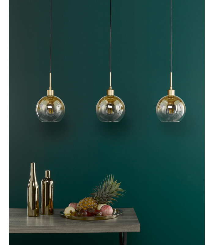 Lycia 3 Light Bar Ceiling Pendant Satin Gold and Gold Ombre Glass-3