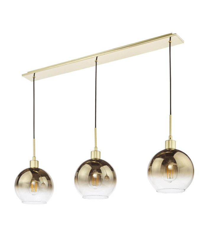 Lycia 3 Light Bar Ceiling Pendant Satin Gold and Gold Ombre Glass-5