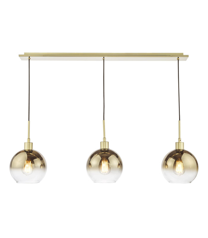 Lycia 3 Light Bar Ceiling Pendant Satin Gold and Gold Ombre Glass-6